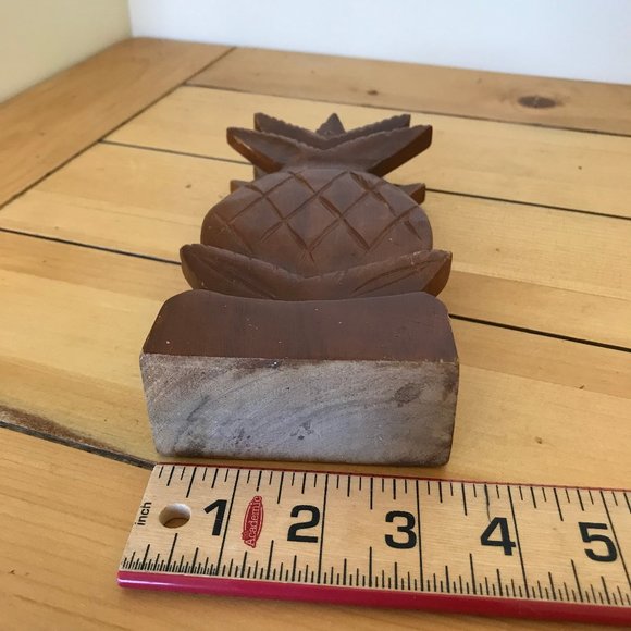 Wooden Pineapple Shape Napkin Holder Vintage Tiki Bar Decor 7.25" Damaged - Picture 5 of 5